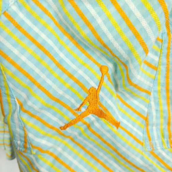 Nike Air Jordan Mens 36 Green Striped Mesh Lined Chino Khaki Board Shorts - Picture 4 of 11